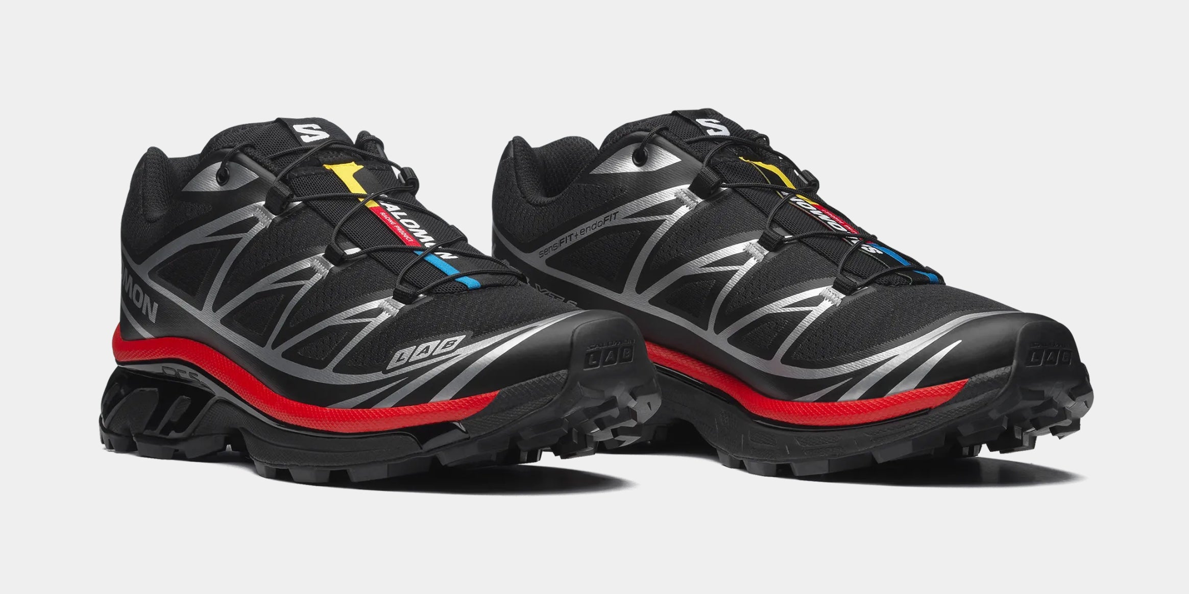 XT-6 Mens Running Shoes (Black/Fiery Red/Footwear Silver) - Image 3